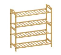 Homcom zapatero de 4 niveles estantería para zapatos de bambú para 12 pares de zapatos para entrada pasillo dormitorio 67,5x24,7x72 cm natural 67.5 cm