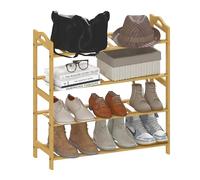 HOMCOM Zapatero de 4 Niveles Estantería para Zapatos de Bambú para 12 Pares de Zapatos para Entrada Pasillo Dormitorio 67,5x24,7x72 cm Natural