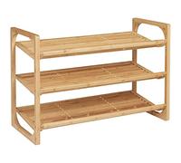 HOMCOM Zapatero de Bambú de 3 Niveles para 9 Pares de Zapatos Estantería Estante 76x33x51 cm Natural para Entrada Ordenado Aosom España