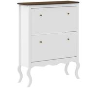 HOMCOM - Zapatero de estilo francés con 2 cajones extraíbles Estantes ajustables para 16 pares de zapatero para pasillo estrecho 84 x 29 x 109 cm, color blanco