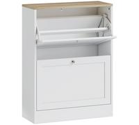 HOMCOM Zapatero Entrada Recibidor con 2 Puertas Estantes Ajustables para 12 Pares de Zapatos 60x24x80 cm Blanco