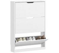HOMCOM Zapatero escandinavo con 3 cajones abatibles para Entrada Blanco | Armario zapatero estrecho, capacidad para 9 a 12 pares, balcones