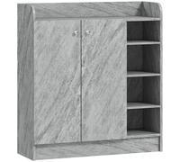 HOMCOM Zapatero, espacio para 12 pares de zapatos, 2 puertas y 4 compartimentos abiertos, para pasillo o recibidor, Gris