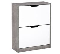 HOMCOM Zapatero Estrecho 2 Puertas Abatibles 62,5x26x81cm Gris y Blanco | Zapatero Entrada Recibidor, para 8 Pares de Zapatos, para Pasillo, Espacios Reducidos