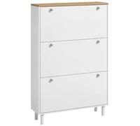 HOMCOM Zapatero Estrecho 3 Cajones Abatibles EST. Ajust. 24 Pares Blanco | Armario para zapatos, para entrada, pasillo