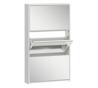 HOMCOM Zapatero Estrecho 3 Puertas con Espejo, Zapatero Entrada Recibidor, para 9 Pares de Zapatos, para Pasillo, Espacios Reducidos, 65x17x114,5 cm, Blanco