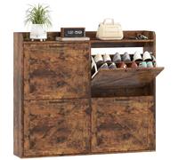 HOMCOM Zapatero Estrecho 4 Cajones Abatibles 120x24x103 cm Marrón Rústico | Mueble Zapatero, Estantes Ajustables, Estilo Industrial, para 24 Pares de Zapatos, hasta Talla 46, para Recibidor Entrada