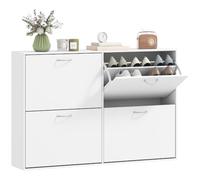 HOMCOM Zapatero Estrecho 4 Puertas para 16-24 Pares 120x24x81 cm Blanco | Zapatero Entrada Recibidor, Estantes Ajustables, para Pasillo, Espacios Reducidos