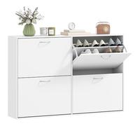 HOMCOM Zapatero Estrecho 4 Puertas, Zapatero Entrada Recibidor con Estantes Ajustables, para 16-24 Pares de Zapatos, para Pasillo, Espacios Reducidos, 120x24x81 cm, Blanco