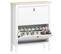 HOMCOM Zapatero Estrecho 4 Puertas, Zapatero Entrada Recibidor, Estantes Ajustables, Tiradores de PU, para 20 Pares de Zapatos, para Pasillo, Espacios Reducidos, 80x24x95,5 cm, Blanco