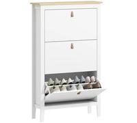 HOMCOM Zapatero Estrecho 4 Puertas, Zapatero Entrada Recibidor, Estantes Ajustables, Tiradores de PU, para 20 Pares de Zapatos Blanco 80x24x131 cm