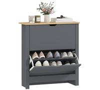 HOMCOM Zapatero estrecho, armario de almacenamiento de zapatos que ahorra espacio con 2 cajones abatibles y estantes ajustables para 12 pares de zapatos para pasillos y sala de estar, color gris