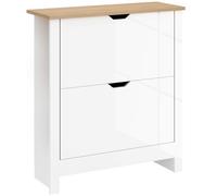 HOMCOM Zapatero Estrecho, Armario de Almacenamiento de Zapatos Que Ahorra Espacio con 2 cajones abatibles y estantes Ajustables para 12 Pares de Zapatos para pasillos y Sala de Estar, Color Blanco