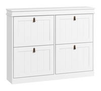 HOMCOM Zapatero Estrecho Basculante Moderno 4 Puertas Abatibles Estantes Ajustables 20 Pares Zapatos Antivuelco Blanco 105x24x82.5 cm Aosom España