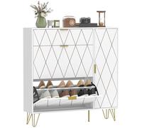 HOMCOM Zapatero Estrecho con 2 Cajones Abatibles 110x25x110,6 cm Blanco