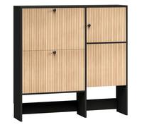 HOMCOM Zapatero Estrecho con 2 Cajones Abatibles, Armario y Taburete Oculto | Mueble Zapatero Moderno con Estantes Ajustables, para 8-10 Pares de Zapatos, para Pasillos, Entradas, 100x23,8x100 cm, Roble