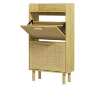 HOMCOM Mueble Zapatero de Recibidor con 2 Cajones Abatibles 80x24,5x110 cm Roble