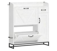 HOMCOM Zapatero Estrecho con 2 Cajones Abatibles, Zapatero Entrada Recibidor Rústico con Cajón y Estantes Ajustables, para 12 Pares de Zapatos, para Pasillo, Espacio Reducido, 106,7x26x116 cm, Blanco