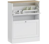 HOMCOM Zapatero Estrecho con 2 Puertas, Zapatero Entrada Recibidor con Estantes Ajustables, para 12 Pares de Zapatos, 60x23,5x80 cm, Blanco