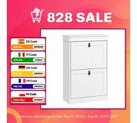 HOMCOM Mueble Zapatero con 4 Puertas Abatibles 54x24x82,5 cm Blanco