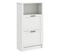 HOMCOM Zapatero Estrecho con 2 Puertas Zapatero Entrada Recibidor con Estantes Ajustables y Compartimento Abierto para 10 Pares de Zapatos 58x24x105 cm Blanco