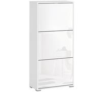 HOMCOM Zapatero Estrecho con 3 Cajones Abatibles 60x26x124 cm Blanco Brillo | Zapatero Entrada Recibidor, Capacidad de 18 Pares de Zapatos, para Pasillo Entrada Pisos Pequeños