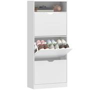 HOMCOM Zapatero Estrecho con 3 Cajones Abatibles para 12-18 Pares Blanco