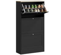 HOMCOM Zapatero Estrecho con 3 Puertas para 18 Pares 60x23,5x115 cm, Negro