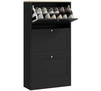 HOMCOM Zapatero Estrecho con 3 Puertas, Zapatero Entrada Recibidor con Estantes Ajustables, para 18 Pares de Zapatos, 60x23,5x115 cm, Negro