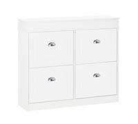 HOMCOM Mueble Zapatero de 4 Puertas Zapatero Estrecho 98x24x83 cm Blanco