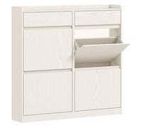 HOMCOM Zapatero Estrecho con 4 Puertas Abatibles Zapatero Entrada Recibidor con 2 Cajones para 8 Pares de Zapatos para Pasillo Espacios Reducidos 98x19,2x95,3 cm Blanco