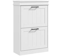 HOMCOM Zapatero Estrecho de 24 cm con 2 Puertas Abatibles Recibidor Blanco | Mueble Zapatero Entrada, Estantes Ajustables, para 10-12 Pares de Zapatos, para Pasillo, Espacios Reducidos