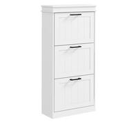HOMCOM Zapatero Estrecho de 24 cm con 3 Puertas Abatibles, Mueble Zapatero Entrada Recibidor, Estantes Ajustables, para 15 Pares de Zapatos, para Pasillo, Espacios Reducidos, Blanco
