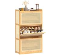 HOMCOM Zapatero Estrecho de Bambú con 3 Cajones 69x29x119,8 cm Natural