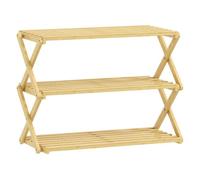 HOMCOM Zapatero Estrecho de Bambú, Zapatero Vertical Plegable de 3 Niveles, Sin Instalación, Estantería para Zapatos para Entrada, Pasillo, Dormitorio, Natural
