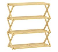 HOMCOM Zapatero Estrecho de Bambú, Zapatero Vertical Plegable de 4 Niveles, Sin Instalación, Estantería para Zapatos para Entrada, Pasillo, Dormitorio, Natural
