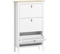 HOMCOM Zapatero Estrecho para 21 Pares con Divisores Ajustables 80x24x131 cm Blanco y Madera Aosom España