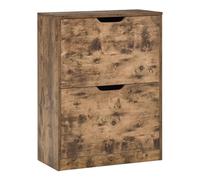 HOMCOM Zapatero Industrial con 2 cajones abatibles, Armario Estrecho para 12 Pares, Organizador de Almacenamiento de Zapatos Delgado Independiente para Entrada, Pasillo, marrón rústico