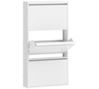 HOMCOM Zapatero metálico con 3 compartimentos abatibles, zapatero estrecho, montado en pared, para 6 pares de zapatos, Blanco Aosom España