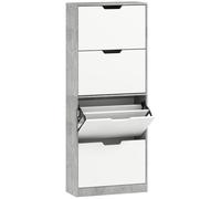 HOMCOM Zapatero Moderno de 4 Puertas para 16 Pares de Zapatos, 62.5x26x156 cm, Gris Cemento Aosom España