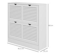 HOMCOM Zapatero Moderno de Entrada con Cajones 81,5x25x83 cm Blanco