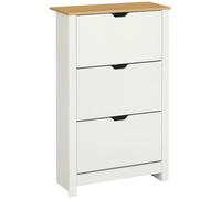 HOMCOM Zapatero Moderno de Entrada Recibidor para 18 Pares de Zapatos con Cajones Abatibles y Estantes Ajustables Zapatero Estrecho para Pasillo 72x26x112 cm Blanco