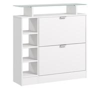 HOMCOM Zapatero Moderno de Entrada con Cajones Abatibles y Estantes Ajustables para 12 Pares de Zapatos, Estrecho para Pasillo y Recibidor 89x25x92 cm Blanco