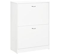 HOMCOM Zapatero Moderno Zapatero de Entrada Recibidor Estrecho con 2 Cajones y Estantes Ajustables para Pasillo 60x24x80 cm Blanco