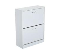 HOMCOM Zapatero Moderno Zapatero de Entrada Recibidor Estrecho con 2 Cajones y Estantes Ajustables para Pasillo 60x24x80 cm Blanco