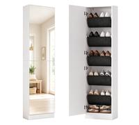 HOMCOM Zapatero para ahorrar espacio, Slim Alta con puertas de espejo, 50 x 20 x 180 cm, blanco
