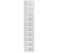 HOMCOM Zapatero Plegable Slim Modular con 10 Contenedores para Zapatos, Zapatero Ahorraespacio con Panel Transparente, Sin Montaje, Blanco