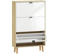 HOMCOM Zapatero Slim Moderno con 3 Cajones Abatibles para 24 Pares de Zapatos, 80x24x127 cm, Blanco
