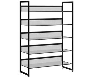 HOMCOM Zapatero, zapatero con 5 niveles, zapatero para máx. 15 pares de zapatos, organizador de zapatos con asa para entrada, dormitorio, acero, 72 x 30 x 102 cm, negro