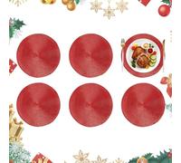Homcomodar 6PCS Manteles Individuales de Navidad 34cm Rojo Salvamanteles Individuales Redondos para Mesa Bajo Platos Posavasos para Navidad Vacaciones Boda Decoración de Cenas